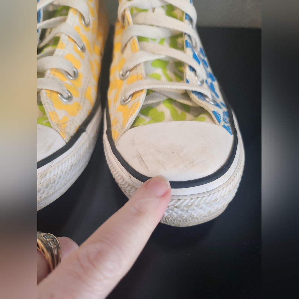 Converse Multi Bright Colored High-Top Sneakers Canvas Cheetah Print Color Block - Picture 5 of 13